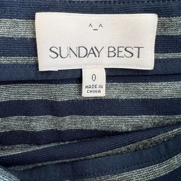 NWT Aritzia Sunday Best Mitford Mini Skirt Navy Blue and Grey Striped - Picture 9 of 11